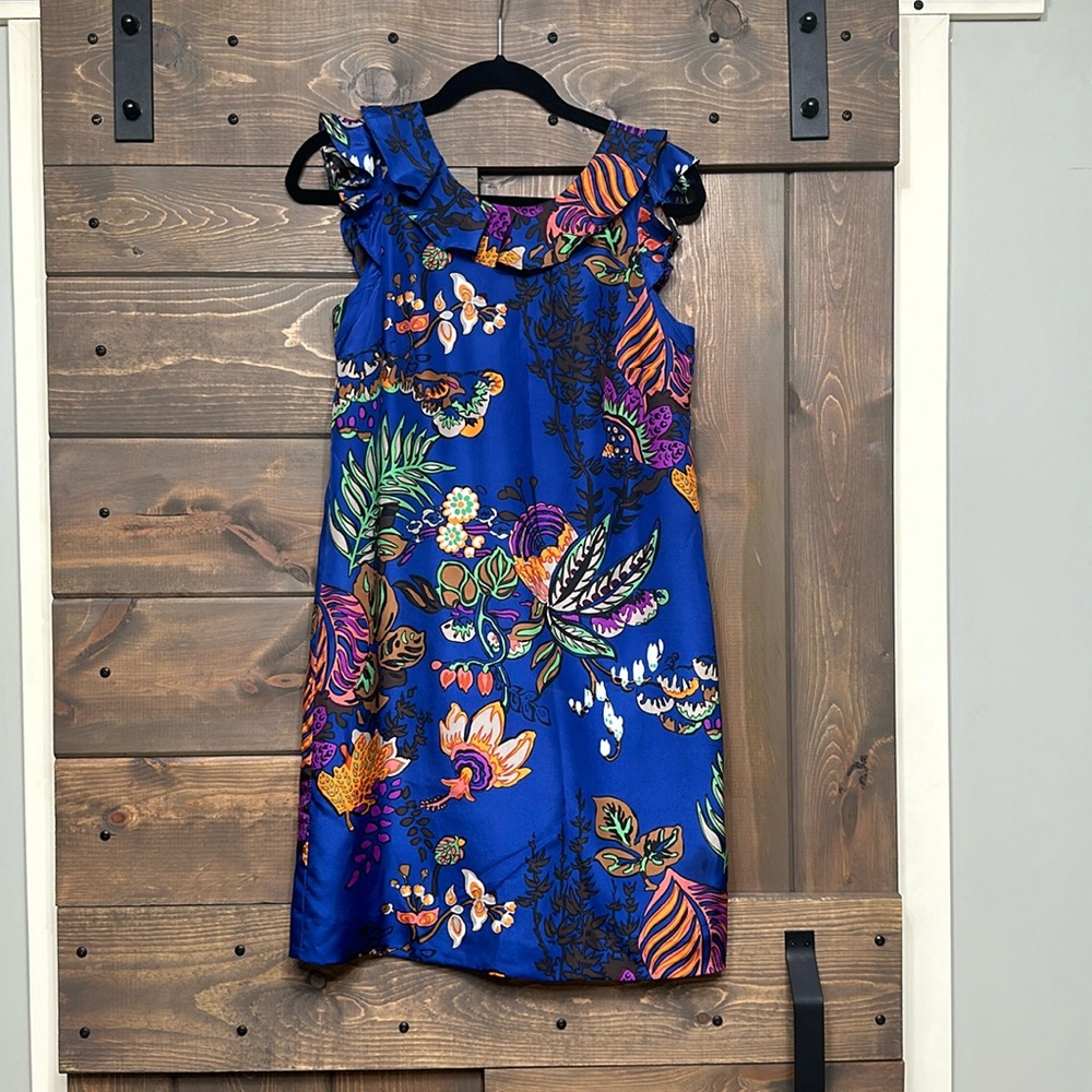 J.Crew mini relaxed dress, blue with floral print